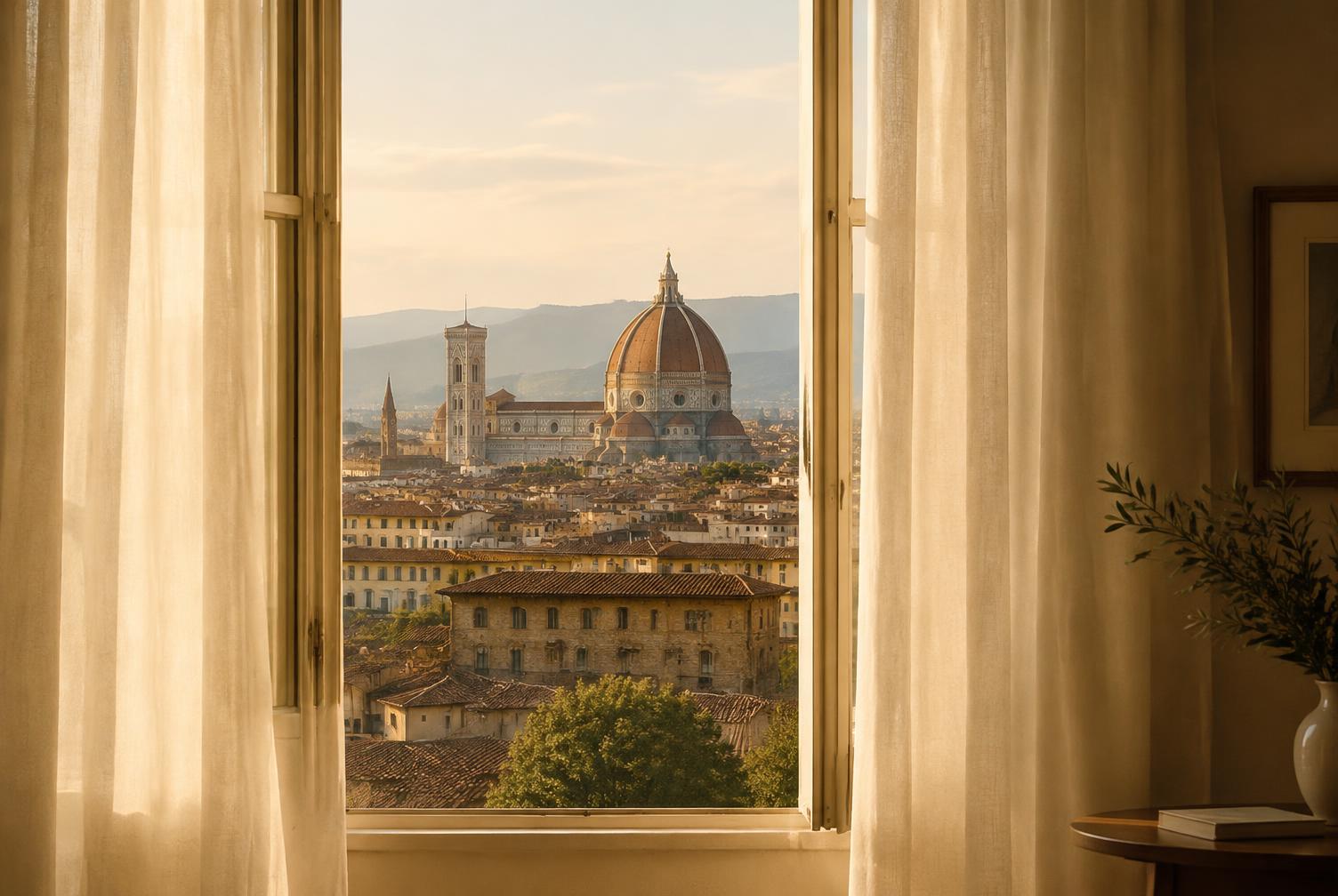 Vista sul Duomo di Firenze da una finestra